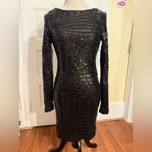 Charlotte Russe Black Sequin Long Sleeve Dress